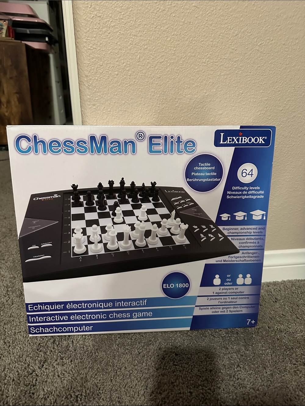 ChessMan Elite Electronic Chess Game - Black and White